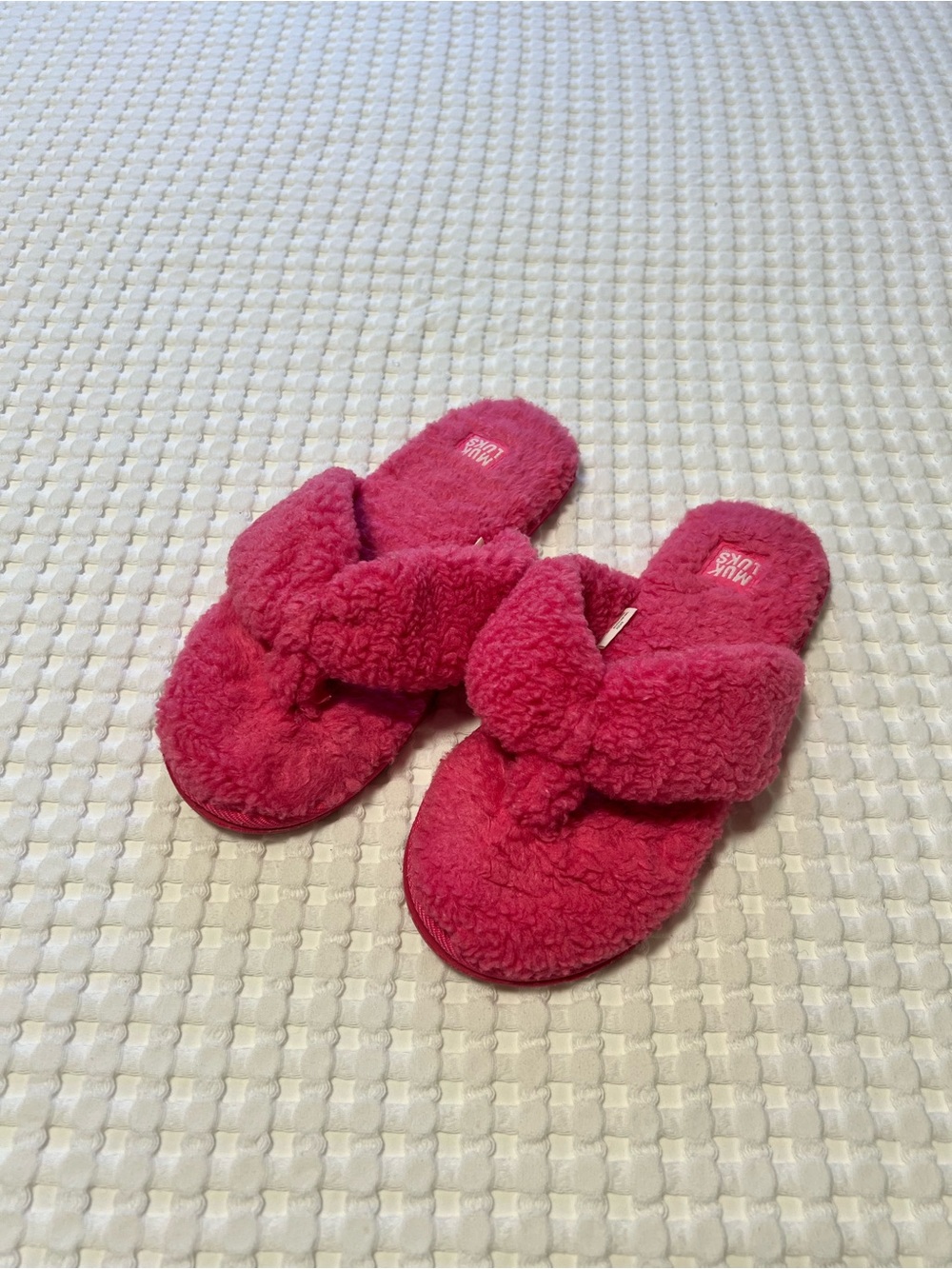 Muk Luks Fuzzy Pink Slippers